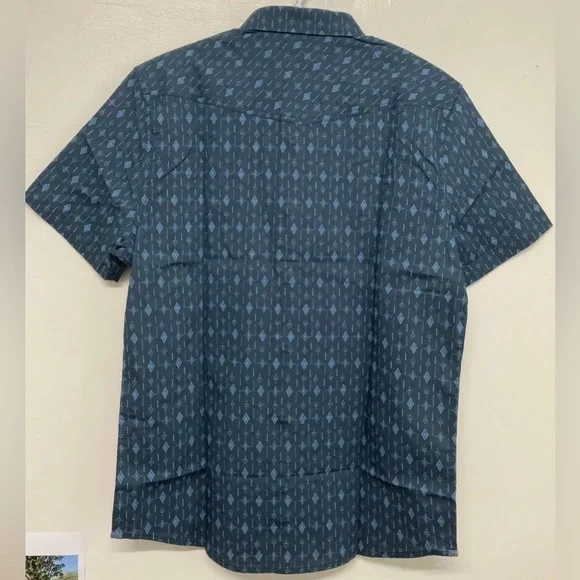 Flag & Anthem Men’s Western Shirt Plaid Snap Button Up Shirt Blue Navy Medium M - Picture 2 of 11